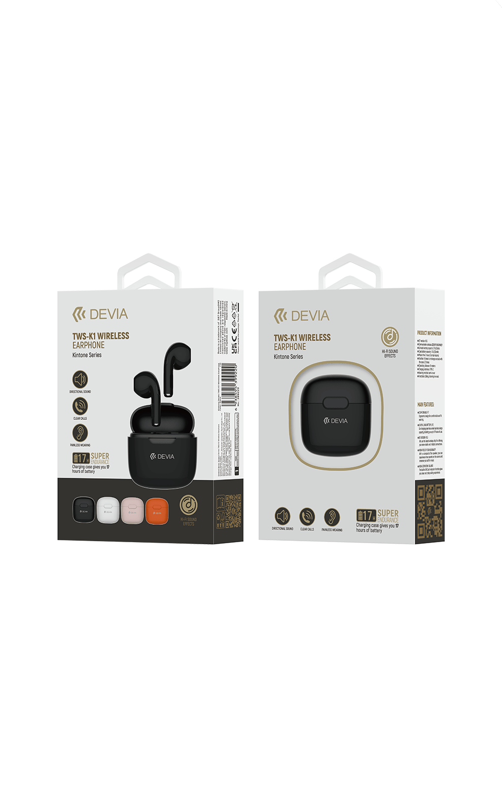 Devia-Web Audio devices Kintone TWS-K1 Earphones – Stylish Wireless Earbuds | Devia