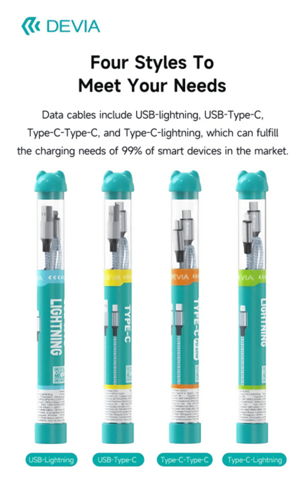 Devia-Web cables Gracious Series 4 in 1 Multi Charging Cable – Devia Pakistan