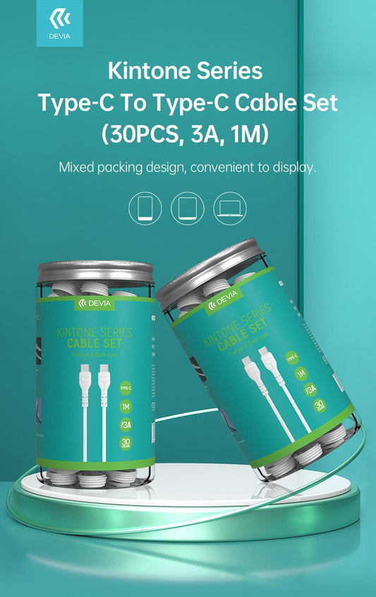 Devia-Web cables Kintone Bulk Type C to Type C Cable Set – 30 PCS | Devia
