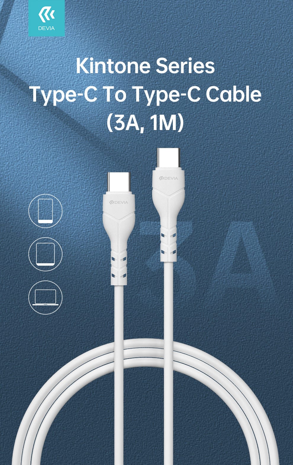 Devia-Web cables Kintone Type C to Type C Cable – 3A Fast Charging | Devia