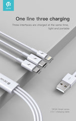 Devia-Web cables Smart Series 3 in 1 Charging Cable – Micro USB, Type C & Lightning