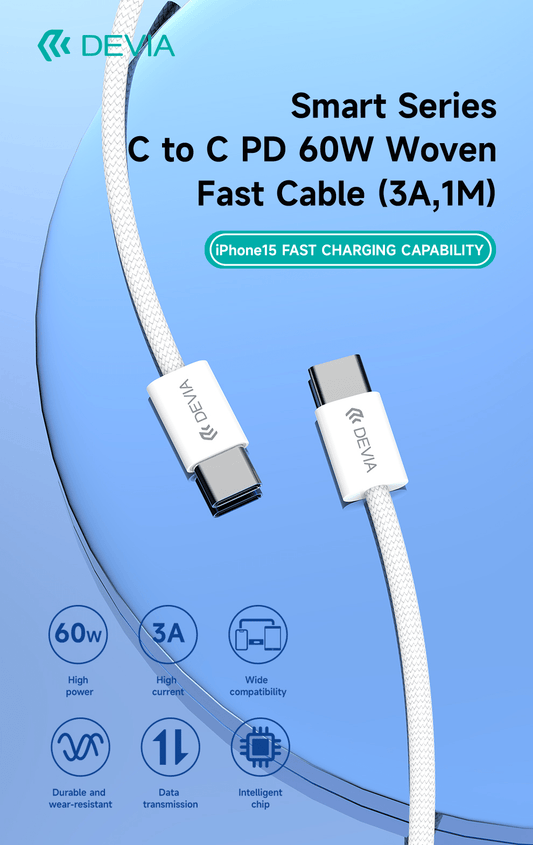 Devia-Web cables Smart Series Type C to Type C Cable 60W Woven Fast Charging