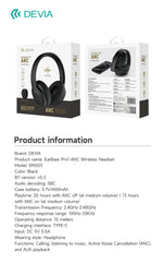 Devia-Web EarBass Pro1 ANC Wireless Headset – Gaming & Music | Devia