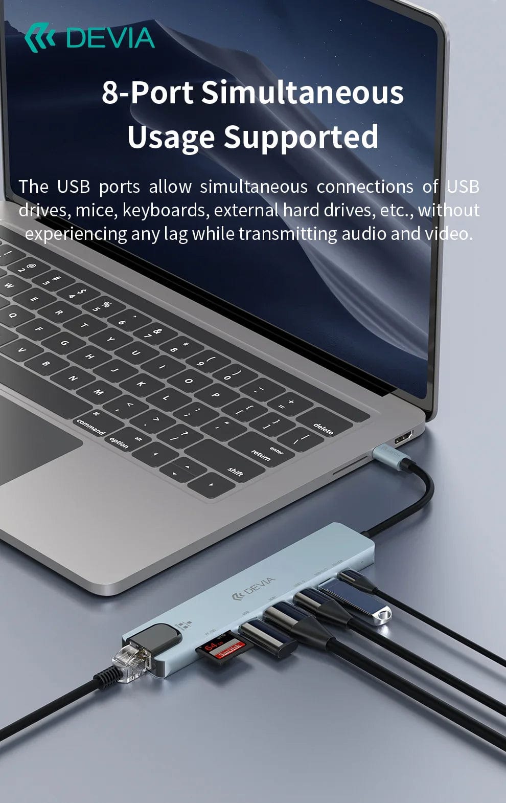 Devia-Web hubs Hub Pro1 8-in-1 USB Hub – Multi-Port Expansion | Devia Pakistan