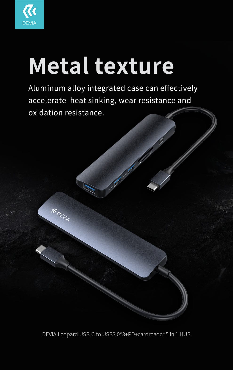 Devia-Web hubs Leopard 5-in-1 Type-C to USB Hub + PD + Card Reader | Devia