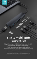 Devia-Web hubs Leopard 5-in-1 Type-C to USB Hub + PD + Card Reader | Devia