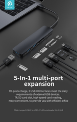 Devia-Web hubs Leopard 5-in-1 Type-C to USB Hub + PD + Card Reader | Devia