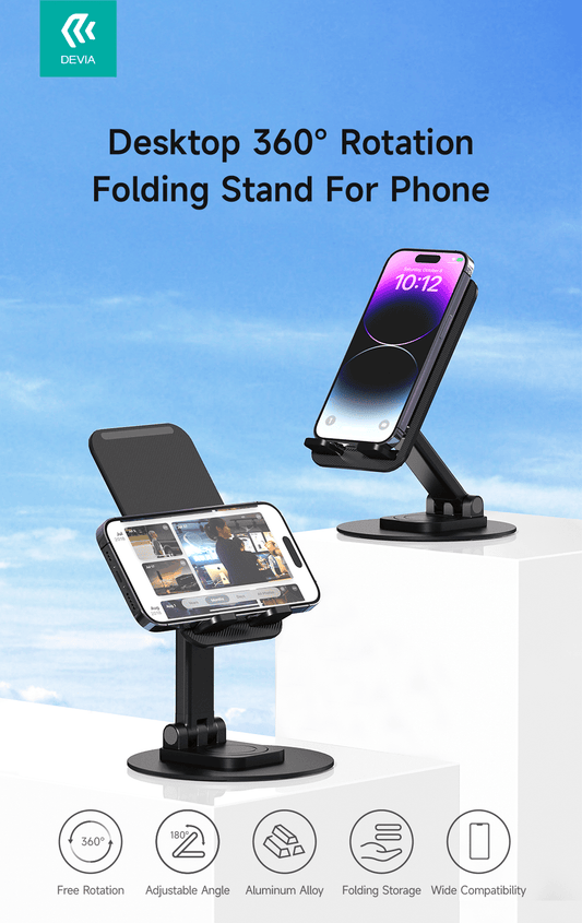 Devia-Web mobile accessories 360° Rotation Folding Phone Stand – Desktop | Devia Pakistan