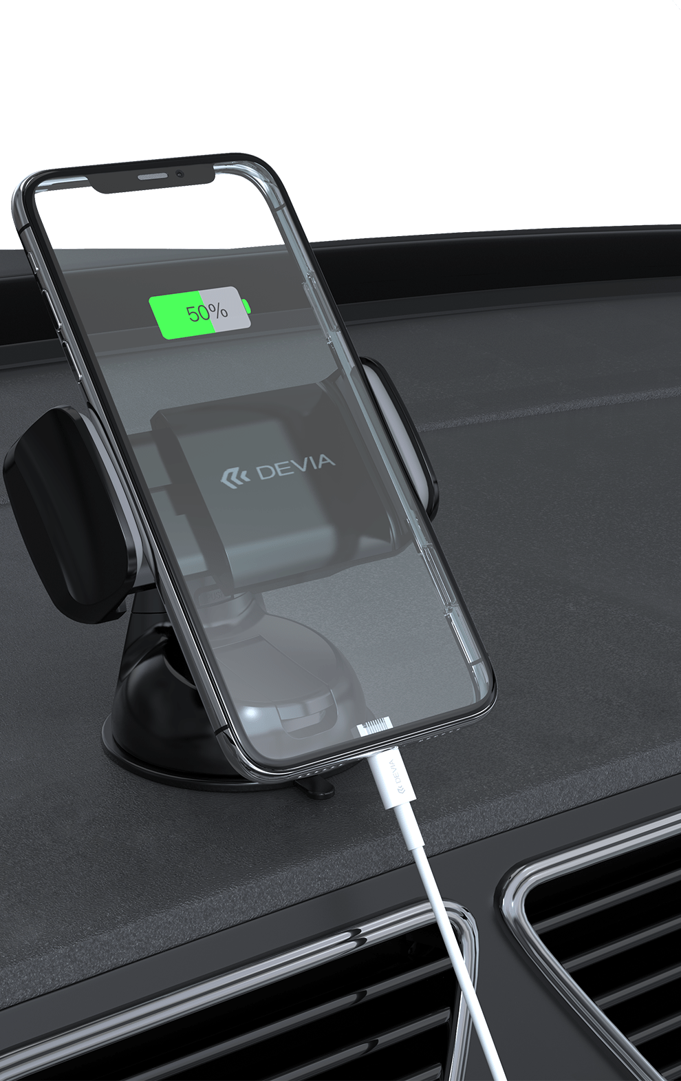 Devia-Web mobile accessories Black Universal Suction Pad Car Mount V2 – Phone Holder | Devia Pakistan