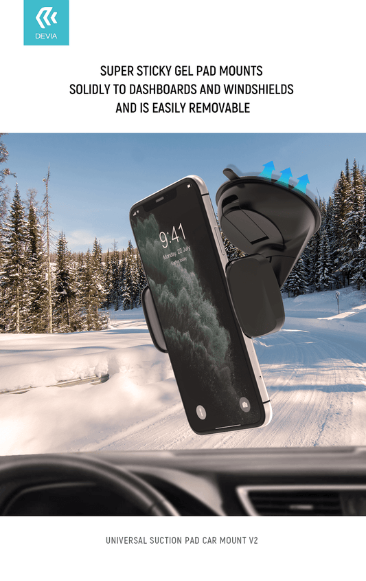 Devia-Web mobile accessories Black Universal Suction Pad Car Mount V2 – Phone Holder | Devia Pakistan