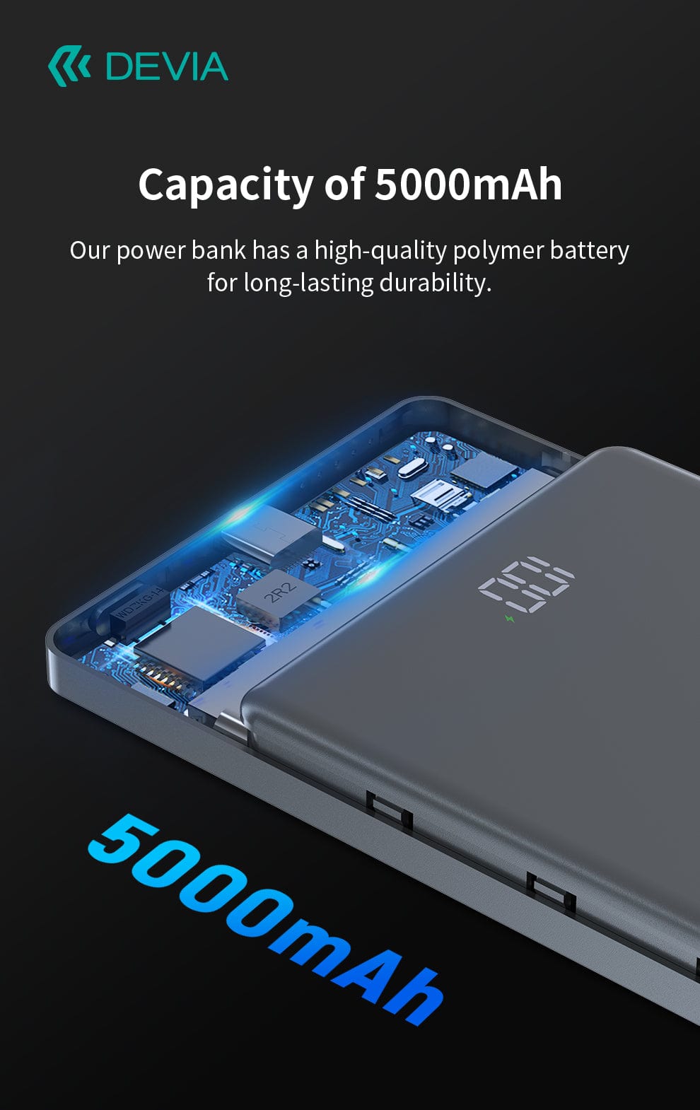 Devia-Web power banks Extreme Speed Series MINI PD 20W Metal Digital Power Bank (5000mAh)