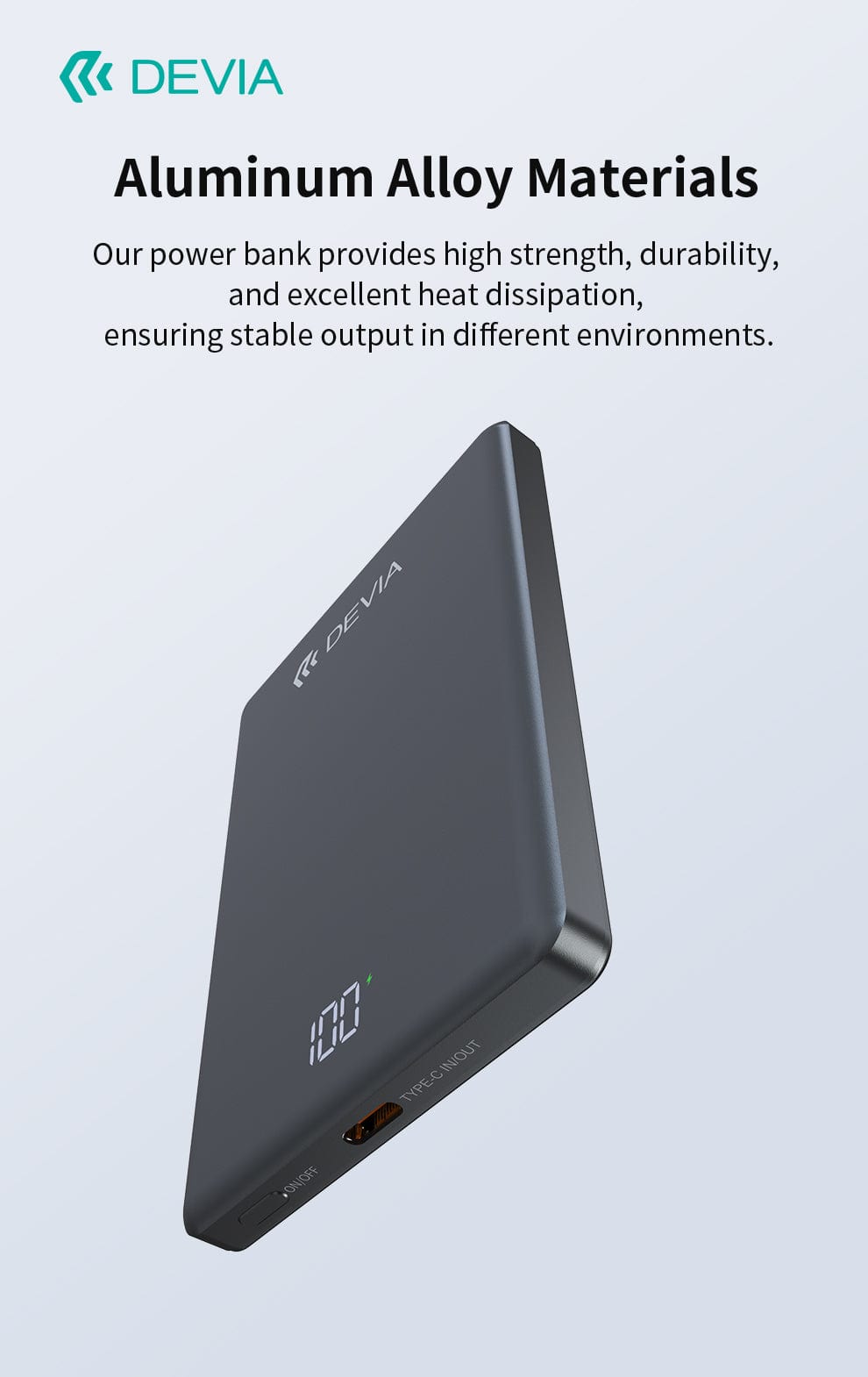 Devia-Web power banks Extreme Speed Series MINI PD 20W Metal Digital Power Bank (5000mAh)