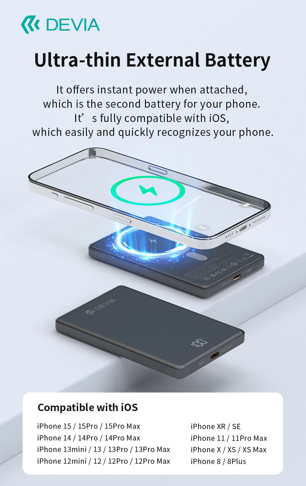 Devia-Web power banks Extreme Speed Series MINI PD 20W Metal Digital Power Bank (5000mAh)