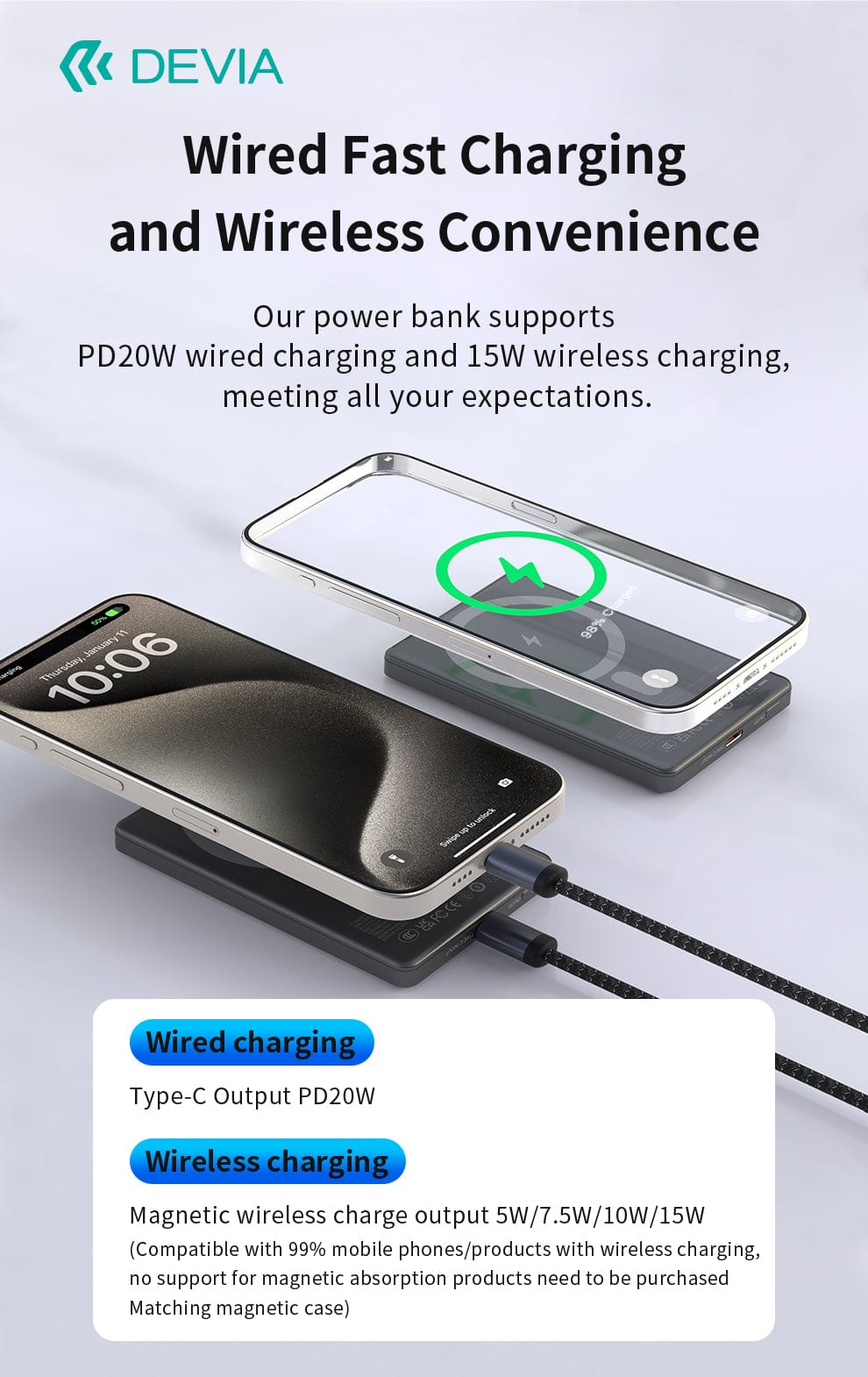 Devia-Web power banks Extreme Speed Series MINI PD 20W Metal Digital Power Bank (5000mAh)