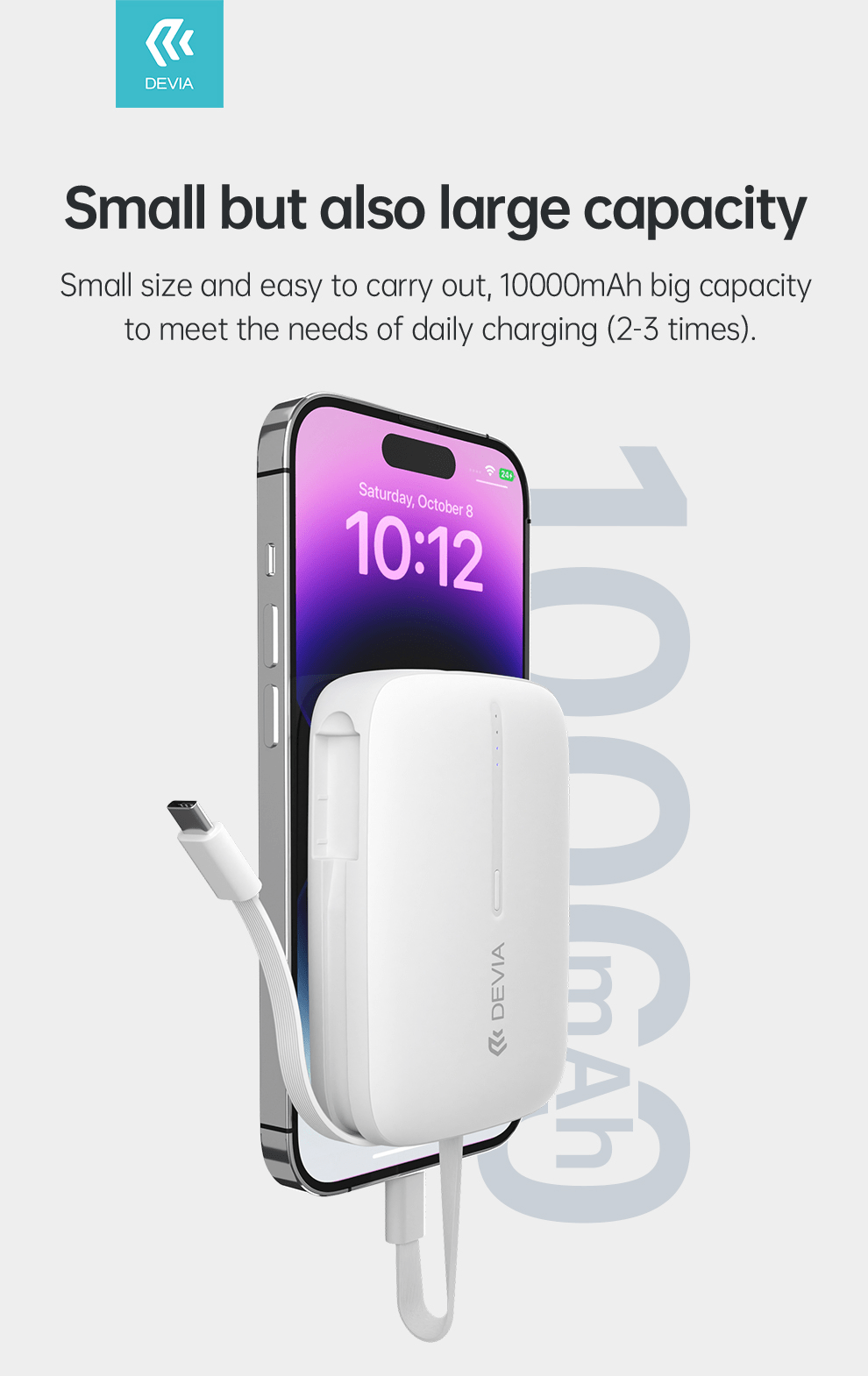 Devia-Web power banks Kintone 10000mAh Dual-Cable Power Bank | Devia Pakistan