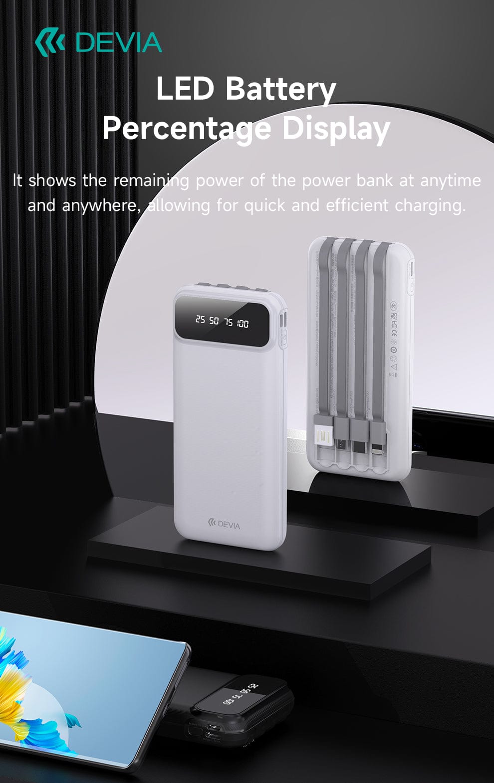 Devia-Web power banks Kintone Series Power Bank with Built-in 4 Cables (10000mAh)