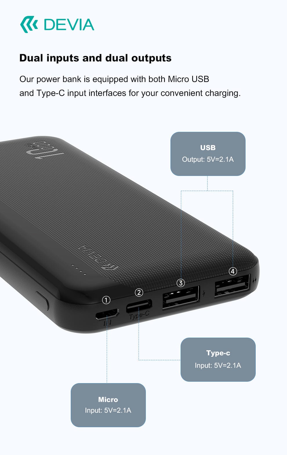Devia-Web power banks Lite5 Power Bank 10000mAh – Slim & Portable | Devia Pakistan