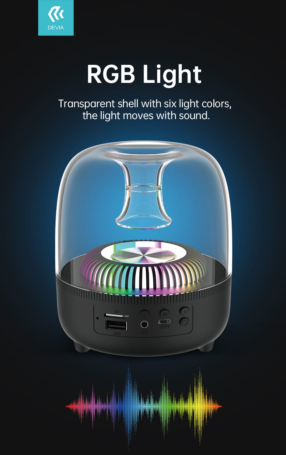 Devia-Web Audio devices Smart Series Crystal Speaker – 360° Wireless Speaker | Devia